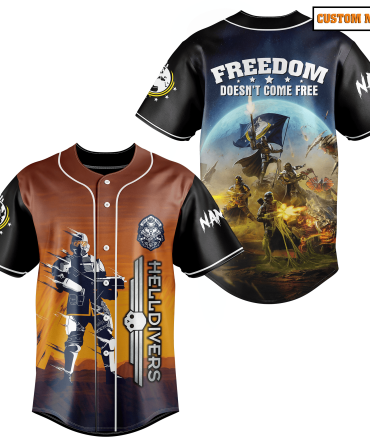 Custom Helldivers Baseball Jersey - Freedom Design, Personalized Name Option