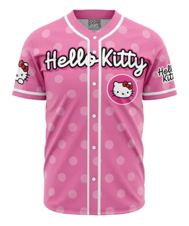 Hello Kitty Pink Polka Dot Baseball Jersey – Cute & Stylish Fan Apparel