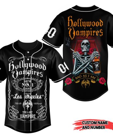 Custom Hollywood Vampires Baseball Jersey – Personalized Name & Number, Unique Gothic Design