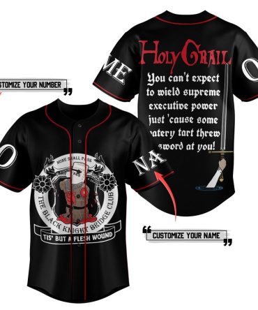 Customizable Black Knight Baseball Jersey – Add Your Name & Number – Fun Medieval Design!
