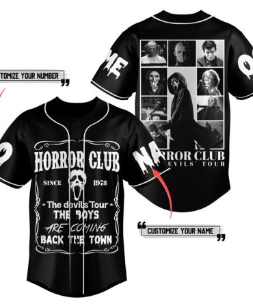 Customizable Horror Club Jersey - Personalized Name & Number - Spooky Design For Fans