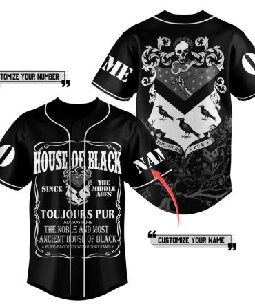 Customizable House Of Black Baseball Jersey – Personalized Name & Number, Gothic Design