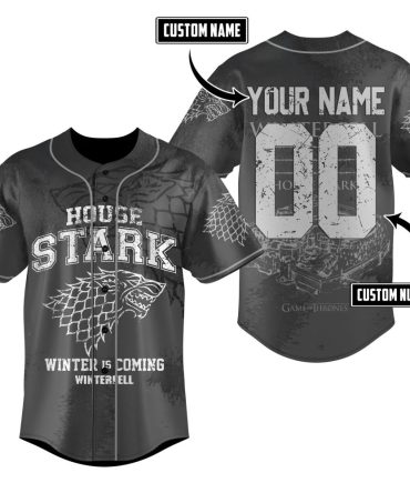 Custom Game Of Thrones House Stark Jersey - Add Your Name & Number - Winter Is Coming Edition