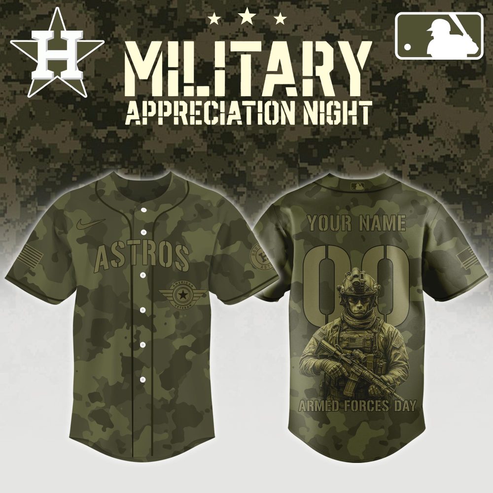 Custom Astros Military Appreciation Jersey - Personalized Camo Design For Armed Forces Day