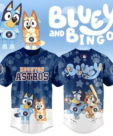 Bluey & Bingo Houston Astros Kids Jersey - Fun Cartoon Design For Young Fans