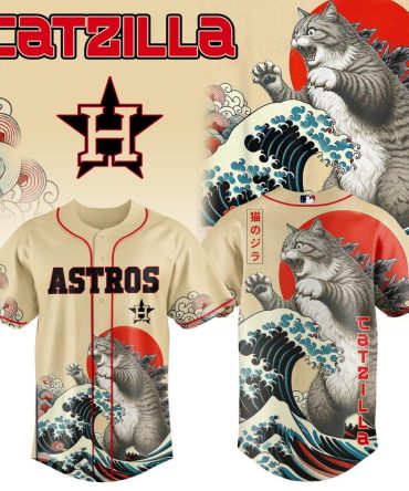 Astros Catzilla Baseball Jersey – Unique Wave Design & Cat Graphic Shirt