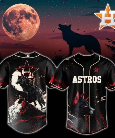 Astros Wolf Moon Baseball Jersey - Unique Graphic Design For Fans