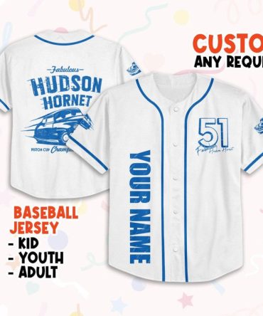 Customizable Hudson Hornet Baseball Jersey - Kids, Youth, Adult Sizes - Personalize Your Name!