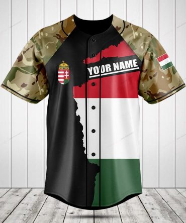 Customizable Hungary Flag Camo Baseball Jersey - Personalize Your Style!