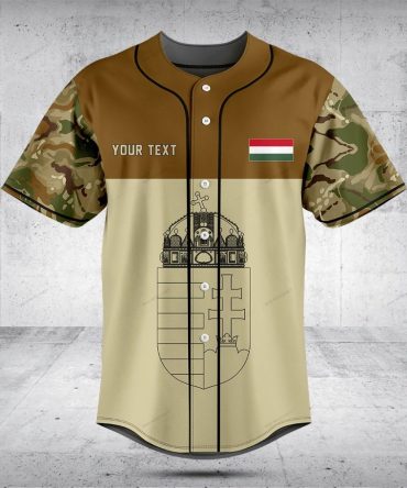 Custom Camo Baseball Jersey With Hungarian Flag & Crest - Personalize Yours!