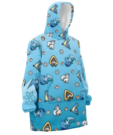 Ice Type Pattern Pokemon Hooded Blanket Hoodie