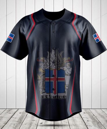 Iceland Flag & Crest Baseball Jersey - Stylish Sportswear For Pride & Comfort