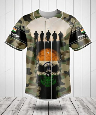 Custom Camouflage Jersey With Skull & Soldier Design - Personalized Name & Flag Options