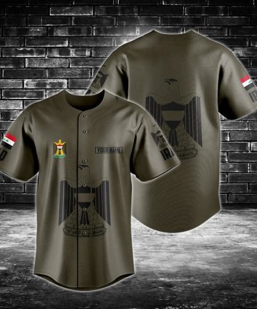 Iraq Flag Baseball Jersey - Customizable Name & Number - Patriotic Sports Shirt