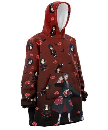 Itachi Uchiha Pattern Hooded Blanket Hoodie