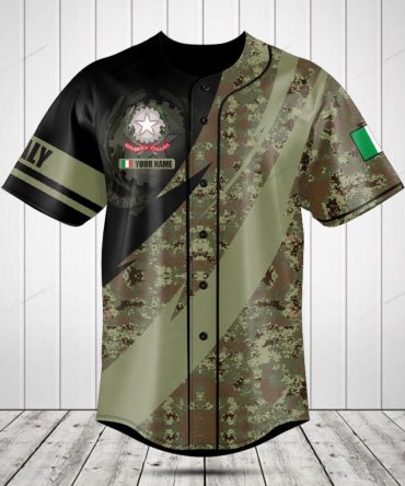 Customize Your Style: Italian Camo Baseball Jersey With Personalized Name & Flag