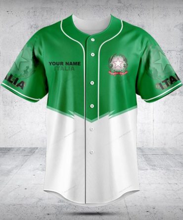 Custom Italy Baseball Jersey - Personalize Your Name & Number - Stylish Green & White Design