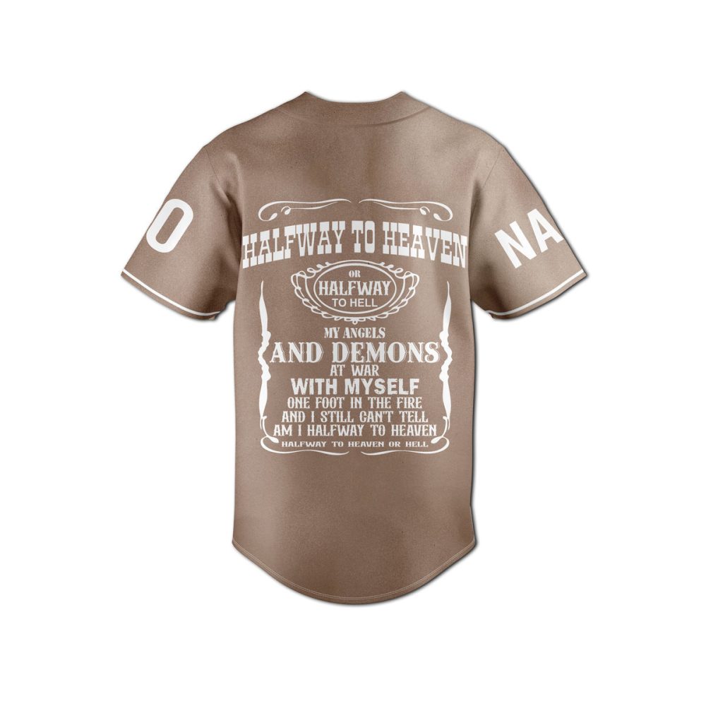 Custom Black Baseball Jersey – Halfway To Heaven Graphic Design, Personalized Name & Number - Image 6