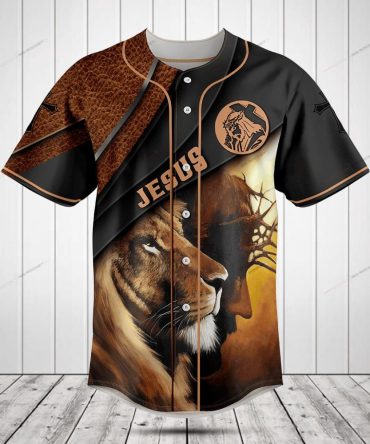 Limited Edition Lion & Jesus Graphic Baseball Jersey - Unique Faith Apparel