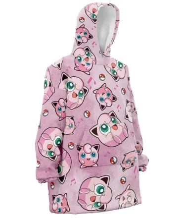 Jigglypuff Pattern Pokemon Hooded Blanket Hoodie
