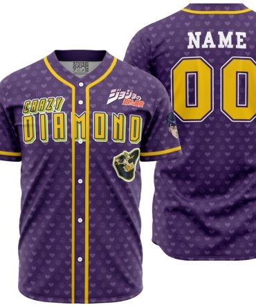 Custom Purple Crazy Diamond Baseball Jersey - Anime Fans' Must-Have Gift!