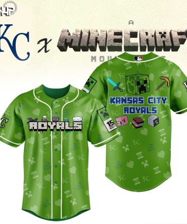 Limited Edition Kansas City Royals X Minecraft Green Jersey - Unique Gamer Style!