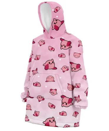 Kirby Pattern Nintendo Hooded Blanket Hoodie