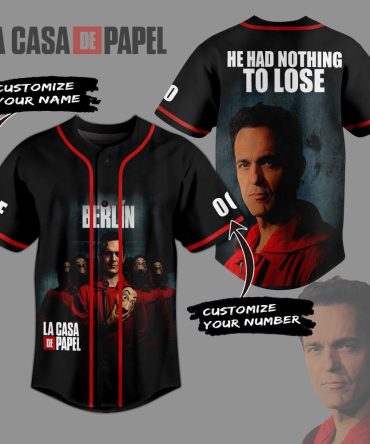 Custom La Casa De Papel Baseball Jersey – Personalize Name & Number – Berlin Design