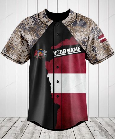 Custom Latvia Flag Baseball Jersey - Personalized Name & Number - Unique Gift For Sports Fans