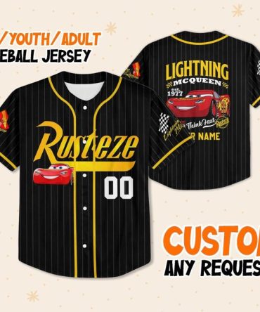 Custom Lightning Mcqueen Baseball Jersey For Kids/Youth/Adults – Personalize Your Style!