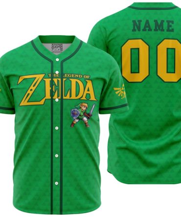Legend Of Zelda Green Baseball Jersey – Custom Name & Number – Iconic Gamer Gear