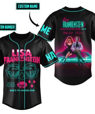 Customizable Lisa Frankenstein Neon Baseball Jersey – Unique Retro Horror Design