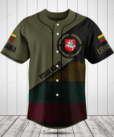 Lithuania Flag Baseball Jersey – Customizable Name & Number, Unique Design