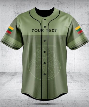 Customizable Green Baseball Jersey With Flag Patch - Personalized Sportswear