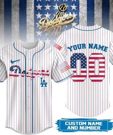Customizable Dodgers Jersey – Personalize With Your Name & Number – Patriotic Design!