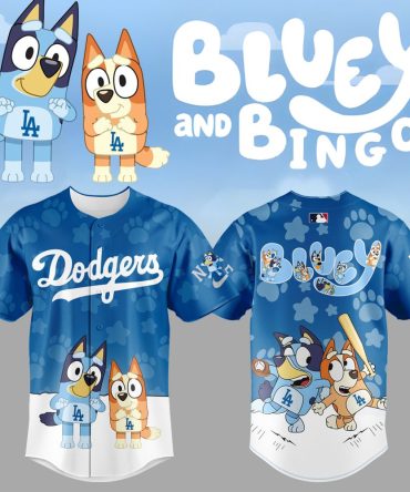 Bluey & Bingo Dodgers Kids Jersey – Fun Baseball Shirt For Little Fans!
