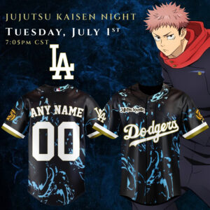 Custom Jujutsu Kaisen Dodgers Jersey - Anime Night Special Edition