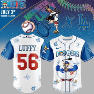 Exclusive One Piece X Dodgers Luffy 56 Jersey – Limited Edition Anime Baseball Gear