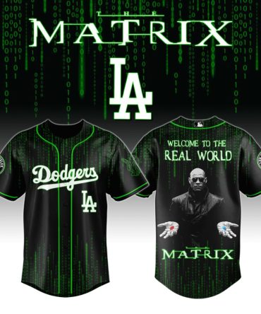 Matrix-Inspired La Dodgers Baseball Jersey - Unique Cyber Design, Limited Edition