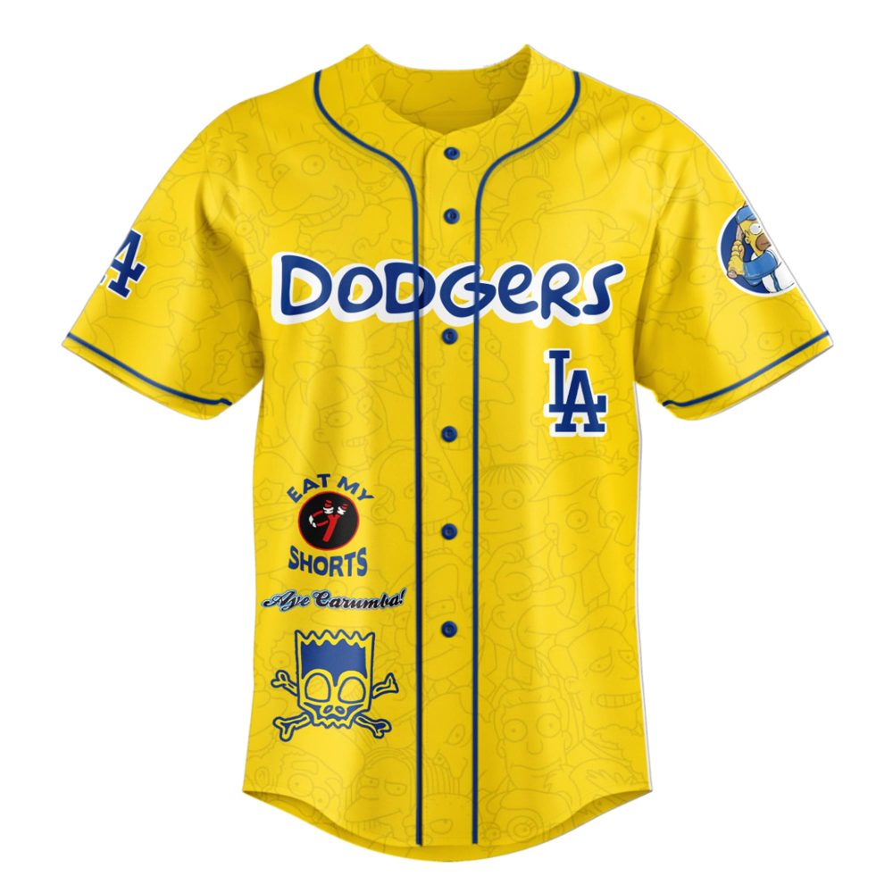 Limited Edition Dodgers X Simpsons Baseball Jersey – Stylish Yellow Fan Gear! - Image 2