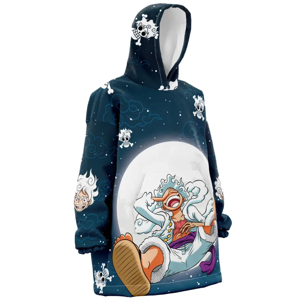Luffy Gear 5 Pattern One Piece Hooded Blanket Hoodie