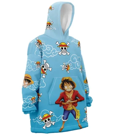 Luffy Pattern One Piece Hooded Blanket Hoodie