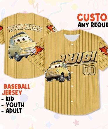 Custom Kids/Adult Baseball Jersey - Personalized Name & Cartoon Design - Perfect Gift!