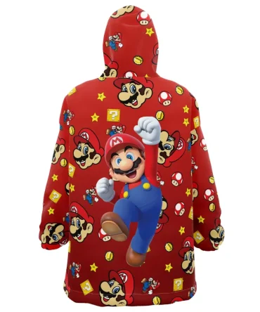 Mario Bros Pattern Mario Bros Nintendo Hooded Blanket Hoodie