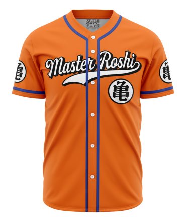 Anime Inspired Orange Baseball Jersey - Master Roshi Design - Unisex Cosplay Shirt