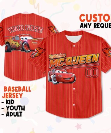 Custom Lightning Mcqueen Baseball Jersey - Personalized For Kids, Youth & Adults!