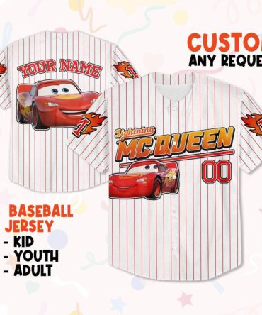 Custom Lightning Mcqueen Baseball Jersey - Kids, Youth & Adults - Personalize Your Own!