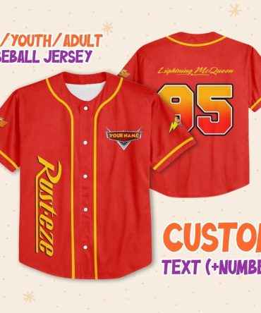 Custom Lightning Mcqueen Baseball Jersey - Kids/Youth/Adult Sizes - Personalize Name & Number!