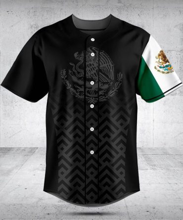 Stylish Mexican Flag Baseball Jersey – Black & Green Design, Perfect For Fans!