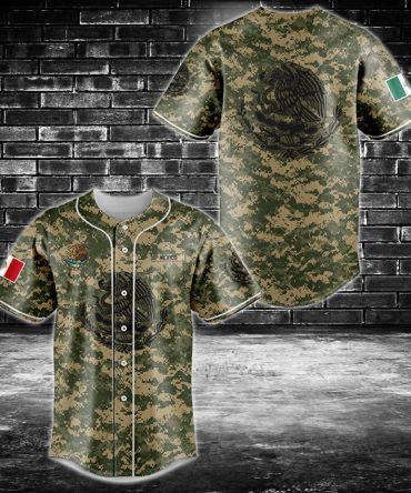 Mexican Flag Camo Baseball Jersey - Stylish Patriotic Sportswear For Fans